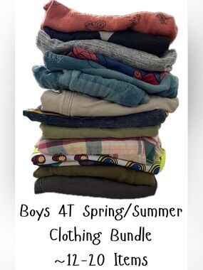 Boys Size 4T Spring/Summer Clothing Starter Pack Bundle, About 12-20 Items
